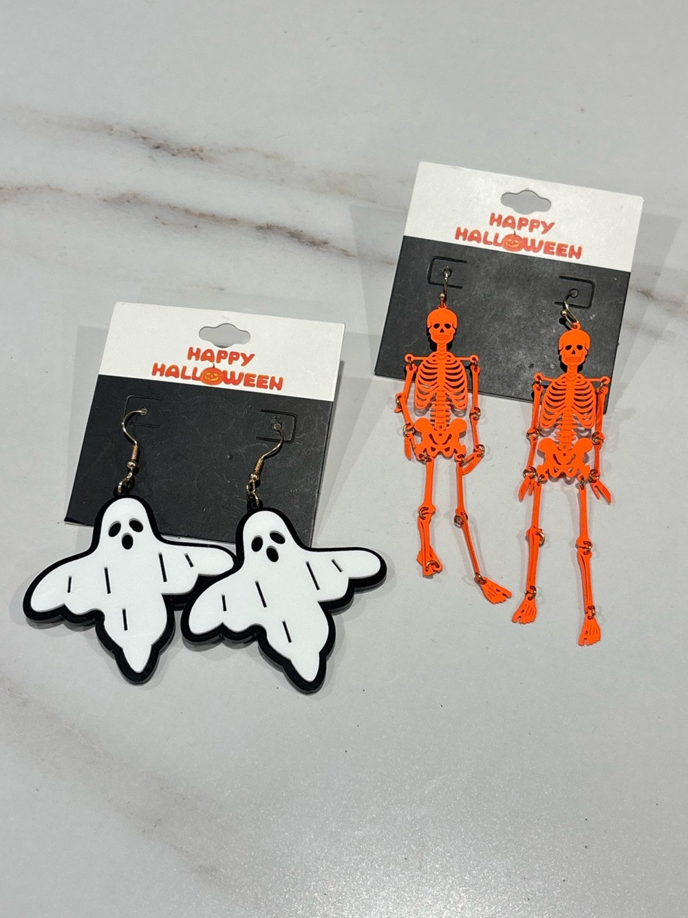 Brand New Halloween Skeleton & Ghost Dangle Earrings